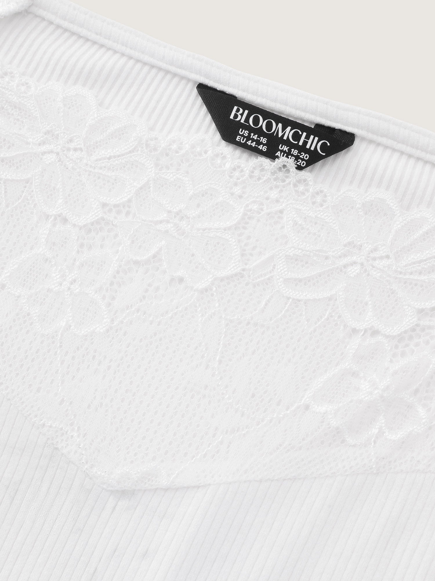 Sheer Lace Neckline Plain Knit Top