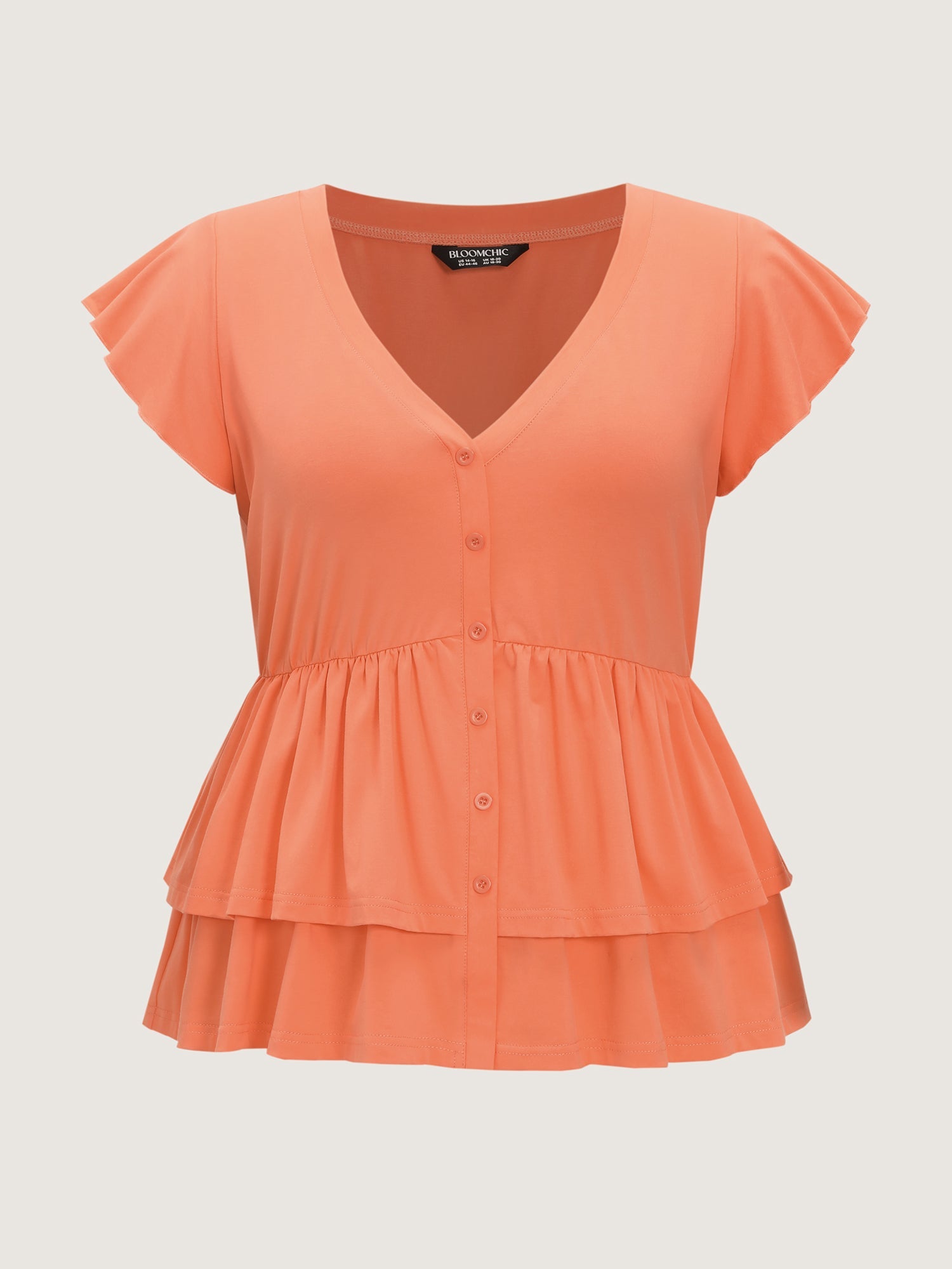 Cotton Stretchy Layered Hem Ruffled Knit Top