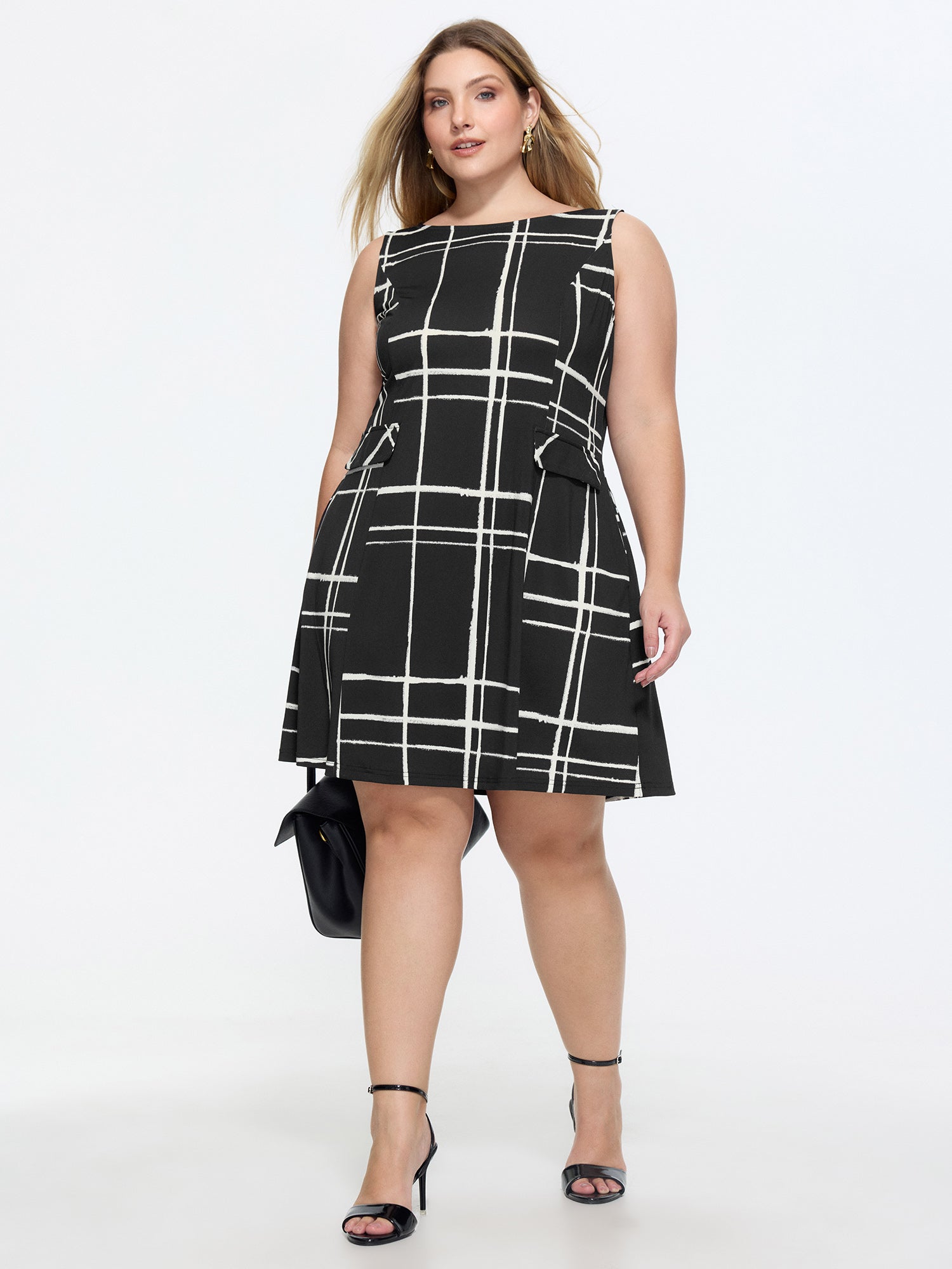 Geometric Print Pockets Mini Dress