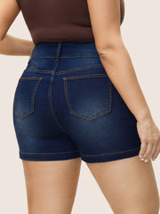 Classic Skinny-Fit High Rise Denim Shorts
