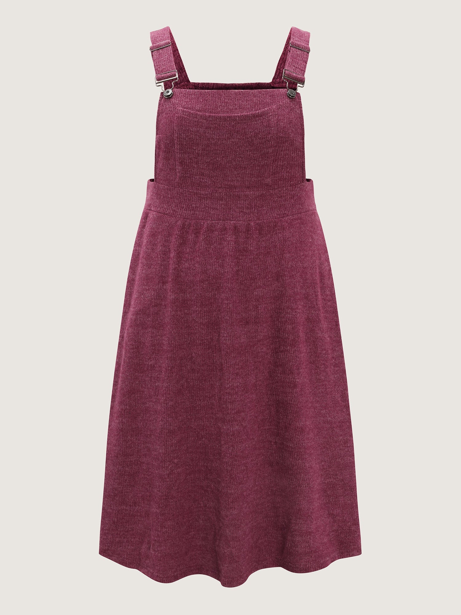 Plush Ribbed Stretchy Waistband Midi Overall Dress