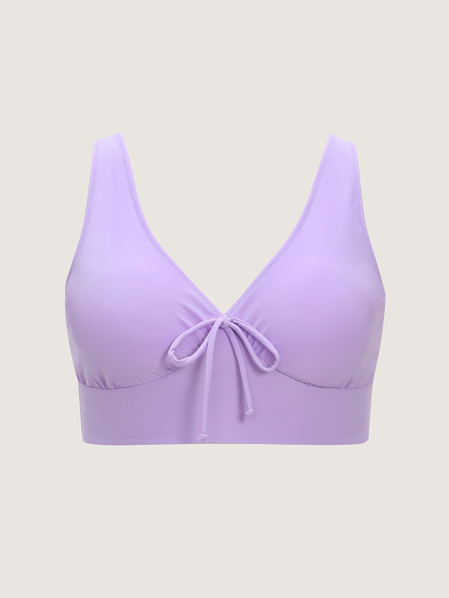 Bow-Tie V-Neck Plain Swim Top