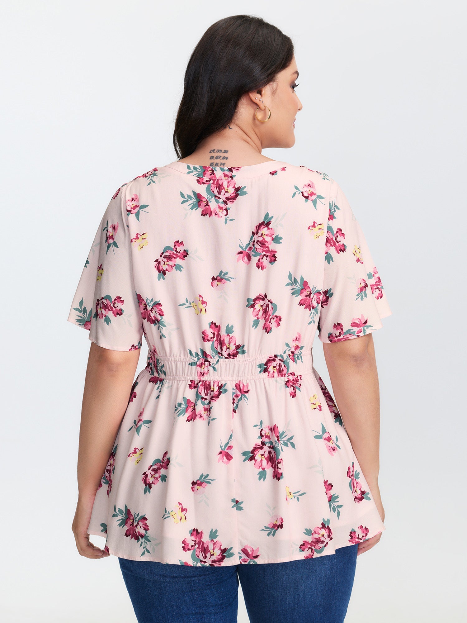 Supersoft Rose Print V-Neck Blouse