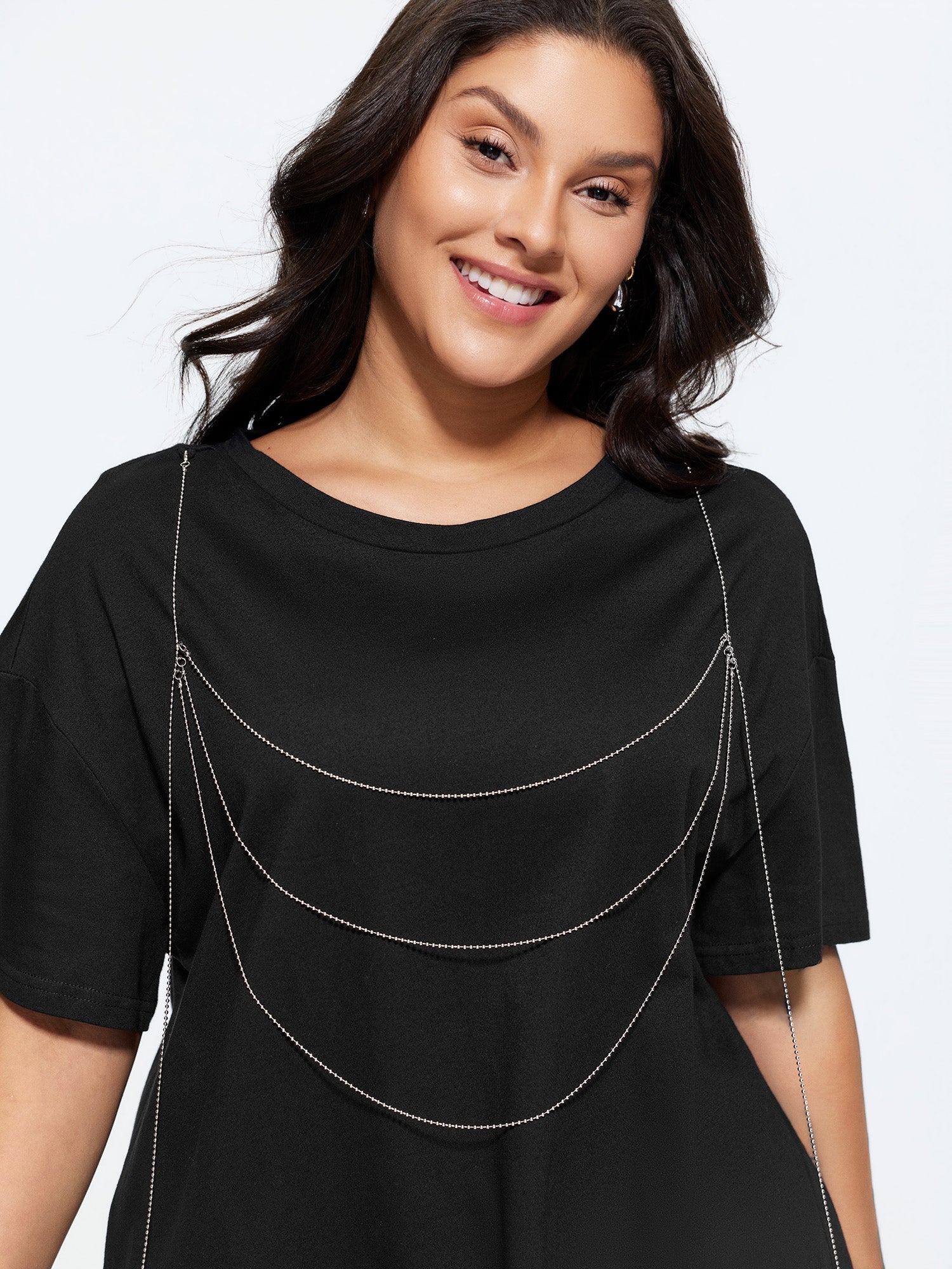 Cotton Tassels Round Neck Plain T-Shirt