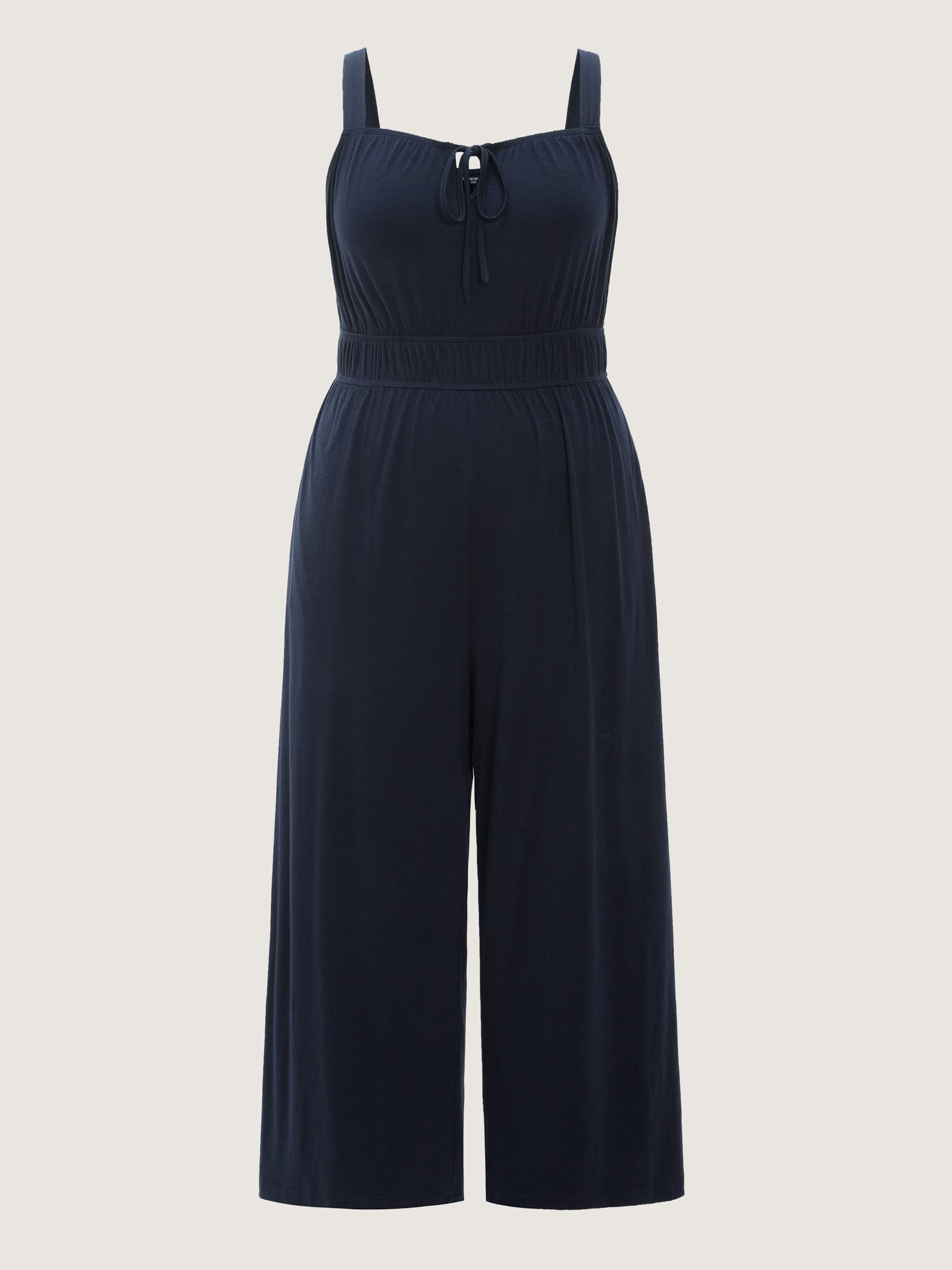 Supersoft Drawstring Neckline Plain Jumpsuit
