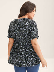 Ditsy Floral Print Bow-Tie Blouse