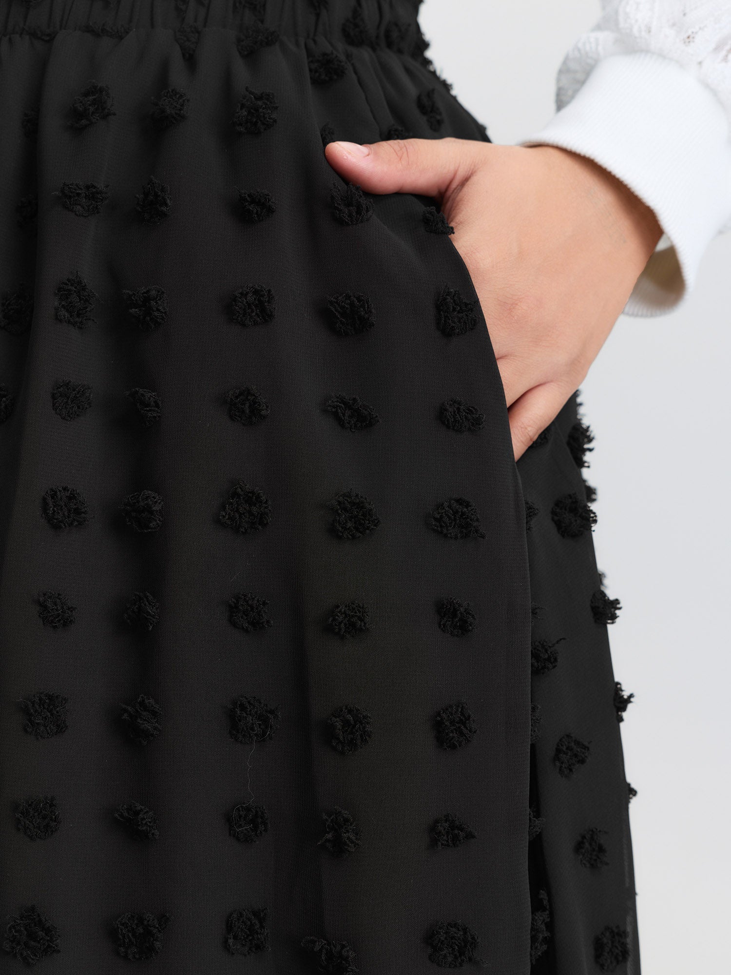 Chiffon Textured Stretchy Waist Maxi Skirt