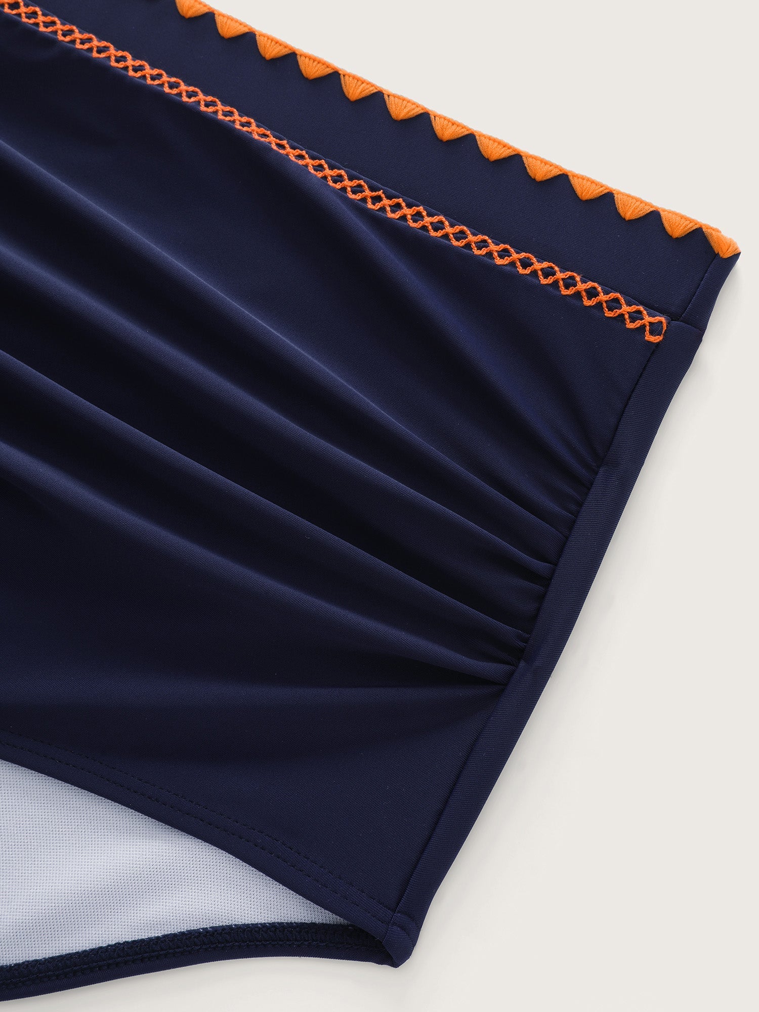 Color Contrast Embroidered Swim Bottoms