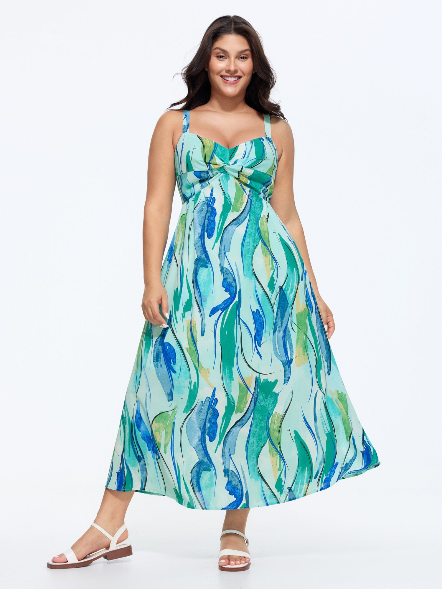 Geometric Print Cut-Out Back Maxi Dress