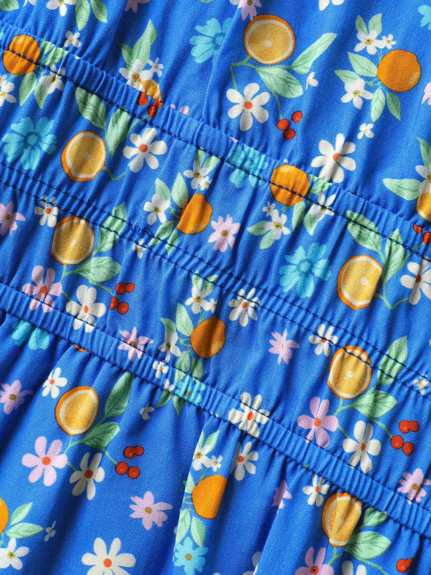 Fruity Floral Stretchy Waist Mini Dress