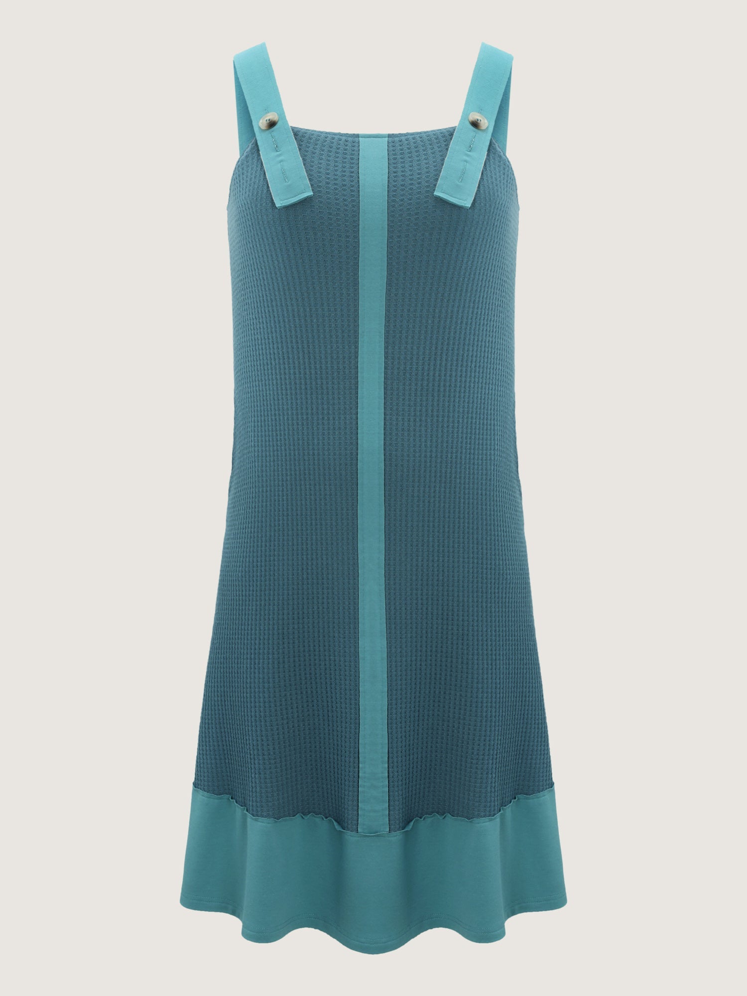 Waffle Color Contrast Adjustable Midi Dress