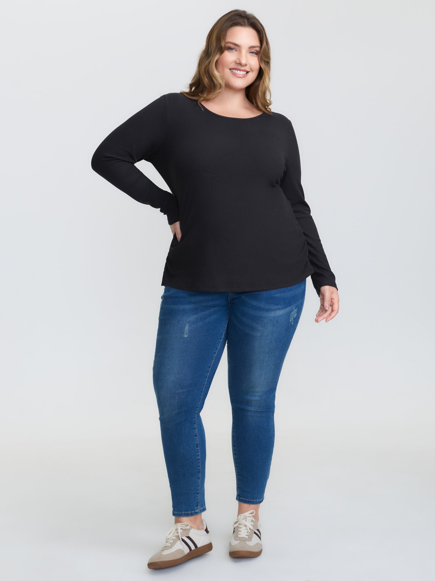 Ribbed Round Neck Cozy T-Shirt