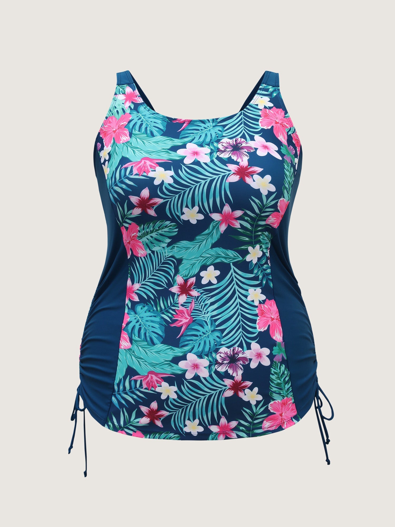 Tropical Florals Side Drawstring Swim Top