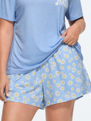 Supersoft Floral Print Color Contrast Pajama Set