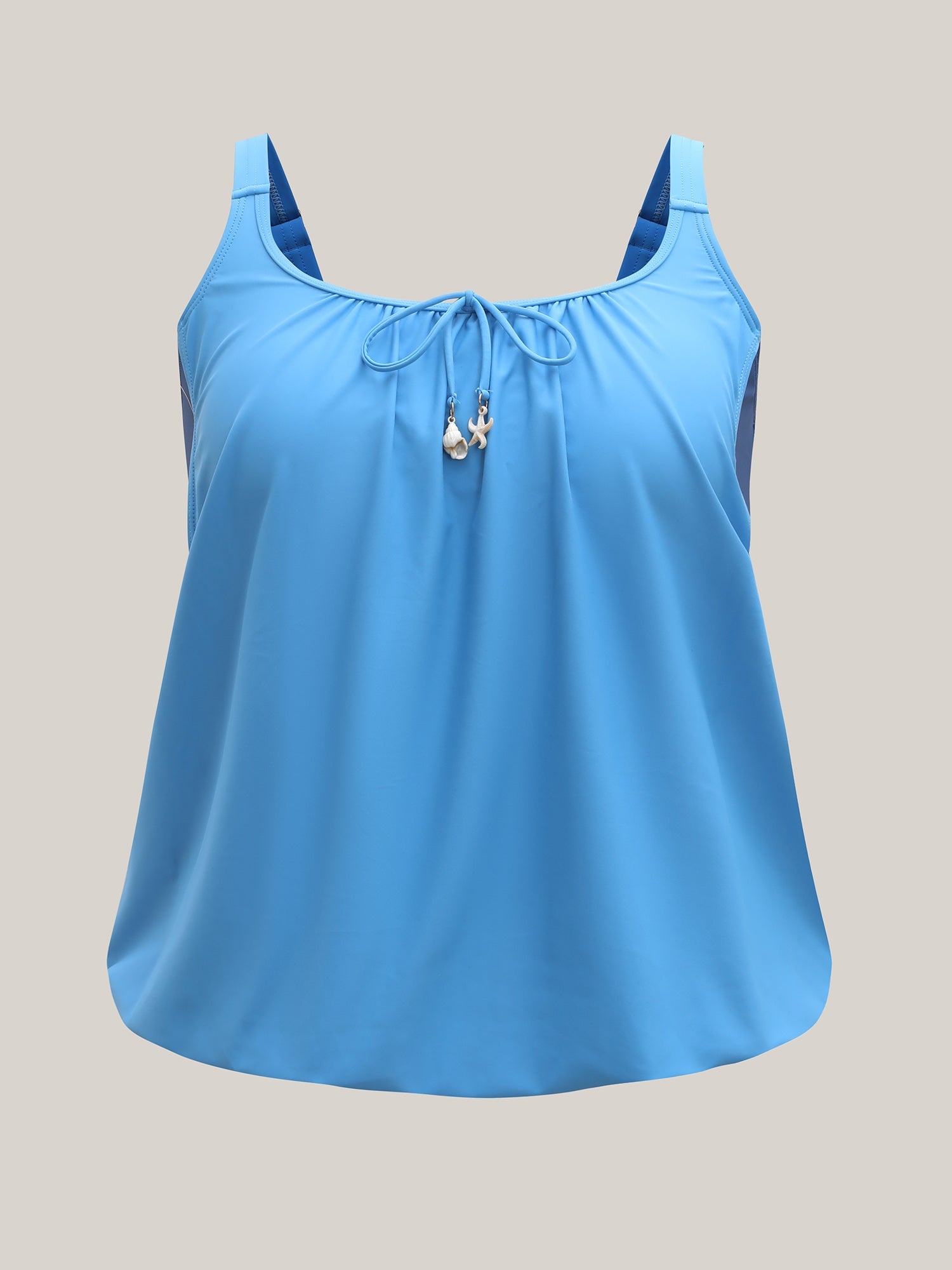 Shell Detail Ties Color Block Swim Tankini