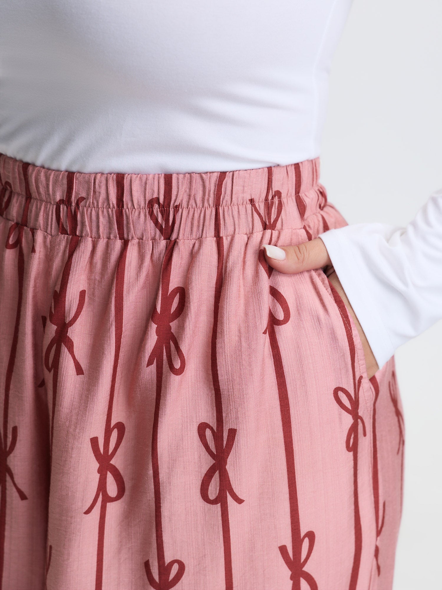 Bowknot Stripes Wide-Leg Lounge Bottoms