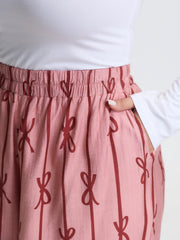 Bowknot Stripes Wide-Leg Lounge Bottoms