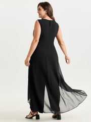 Stretchy Sheer Layered Sleeveless Jumpsuit