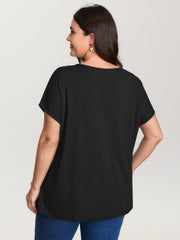 Heart Print Stretchy Dolman Sleeve T-Shirt
