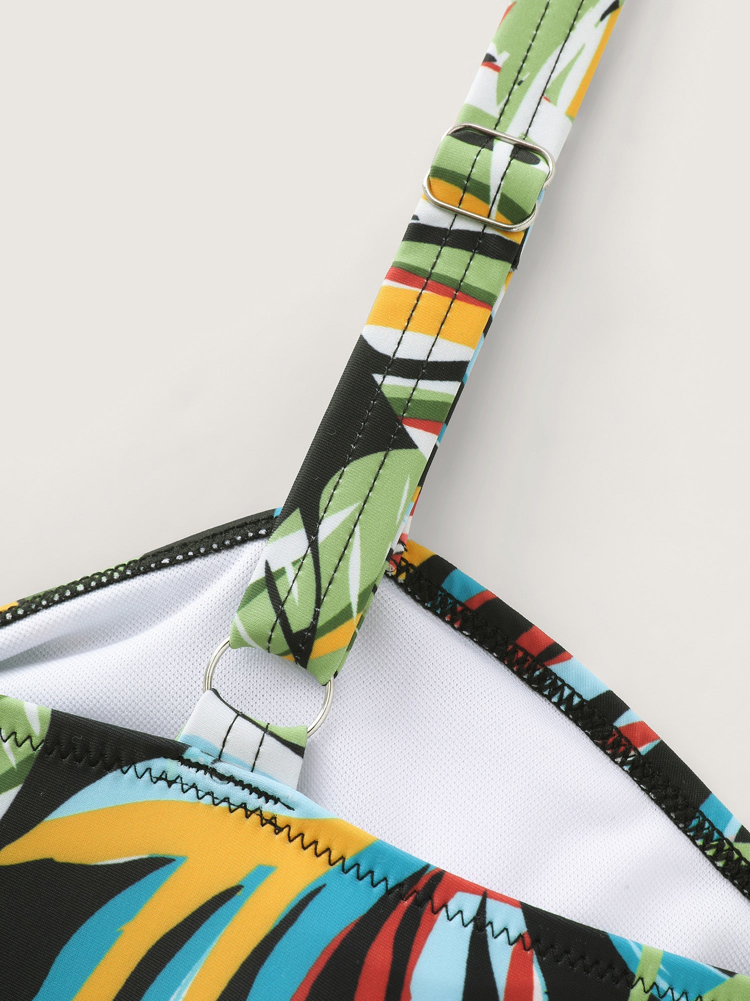 Tropical Vibes Print Ruched Swim Top