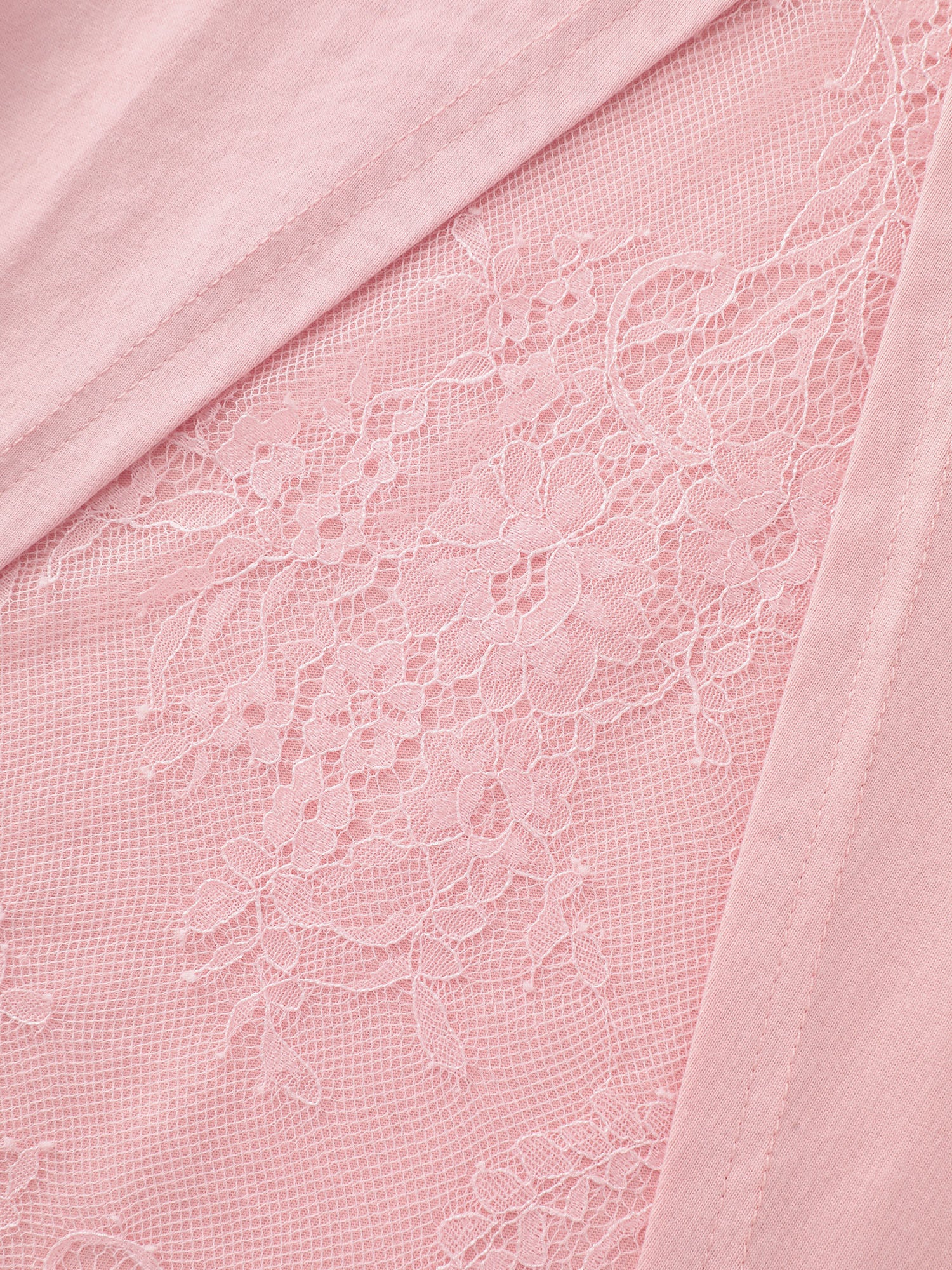 Cotton Lace Split Back Plain T-Shirt