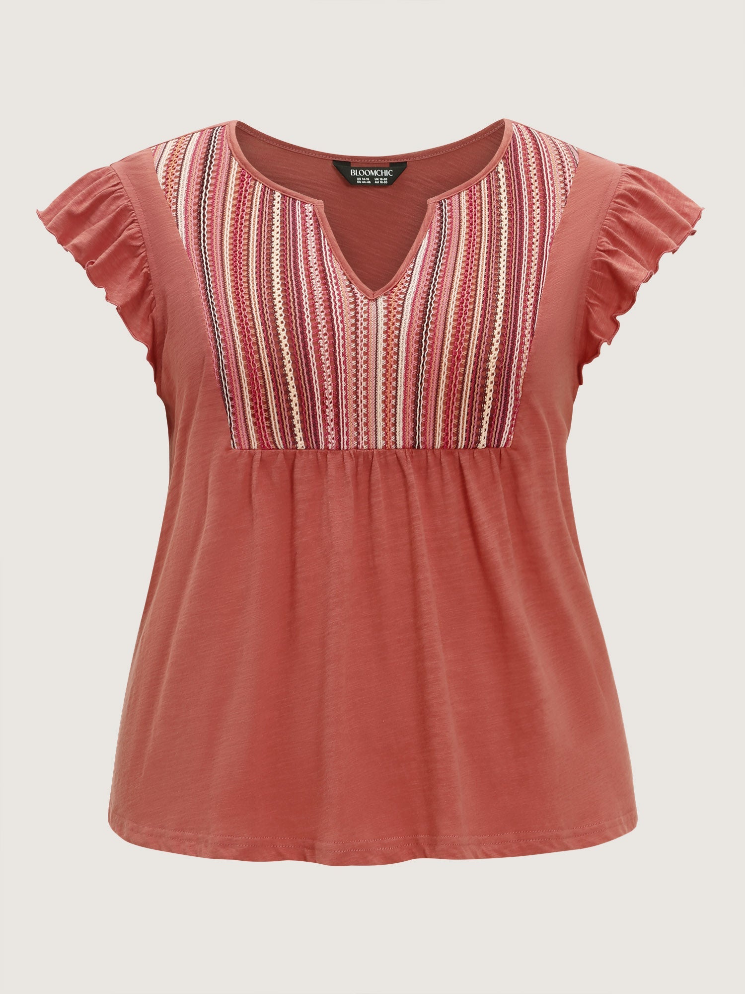 Supersoft Striped Print Pleated Knit Top