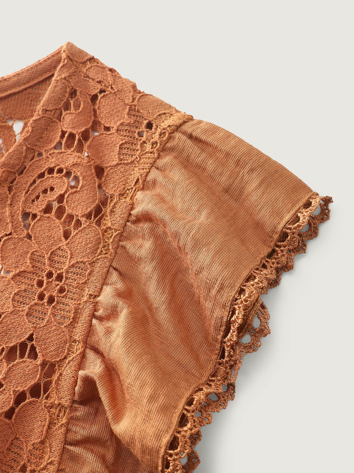 Ruffled Sleeve Button Detail Lace Tank Top