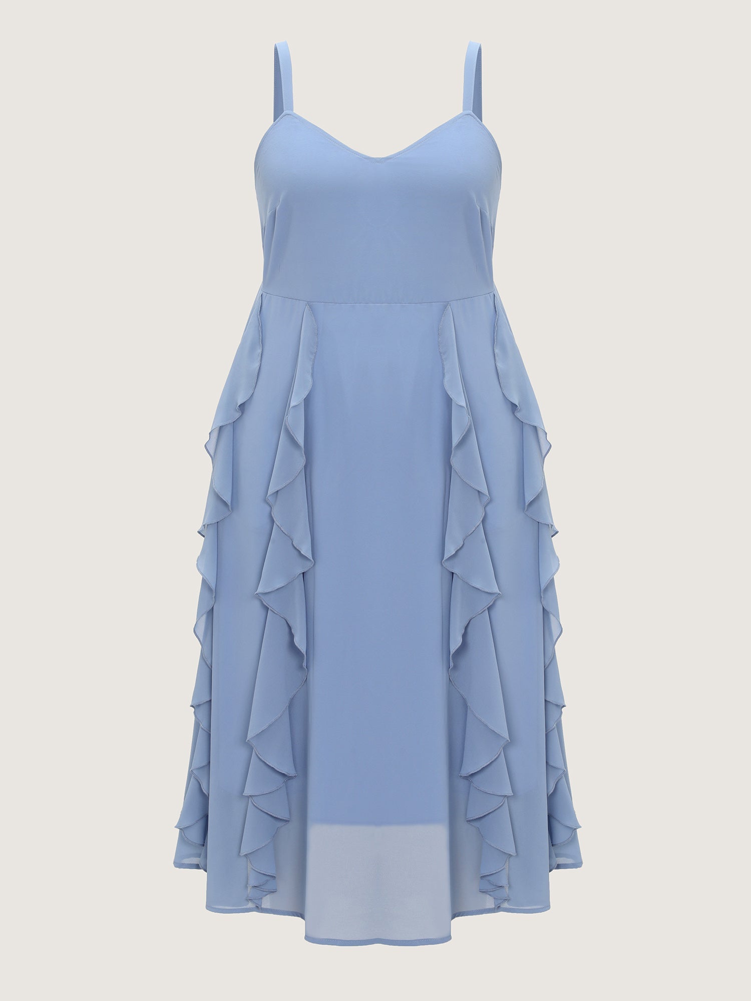 Ruffled Sides Shirred Flowy Midi Dress