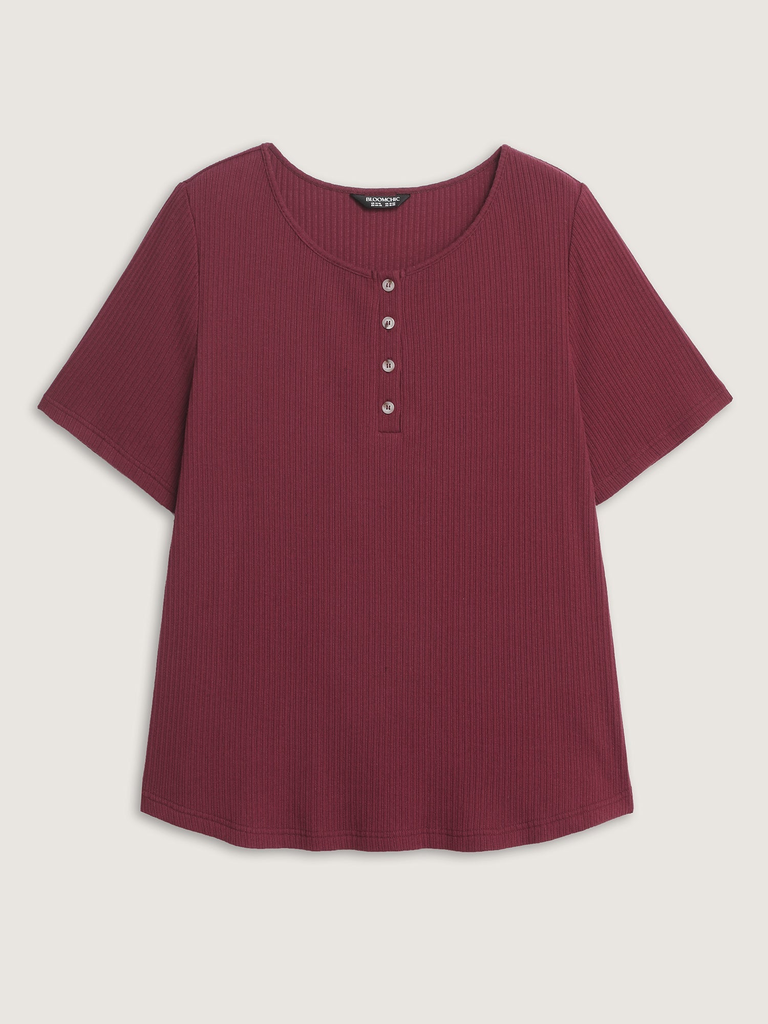 Button Placket Stretchy T-Shirt