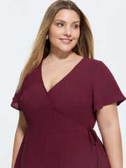 Stretchy Waist Side-Tie Plain Blouse