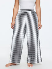 Striped Print Ribbed Pockets Lounge Bottoms