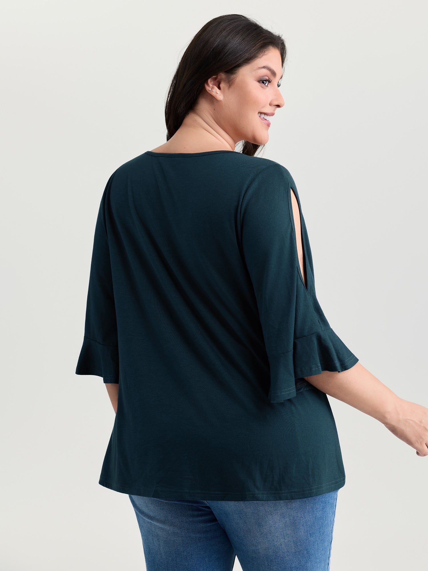 Supersoft Ruffled Sleeve Plain T-Shirt