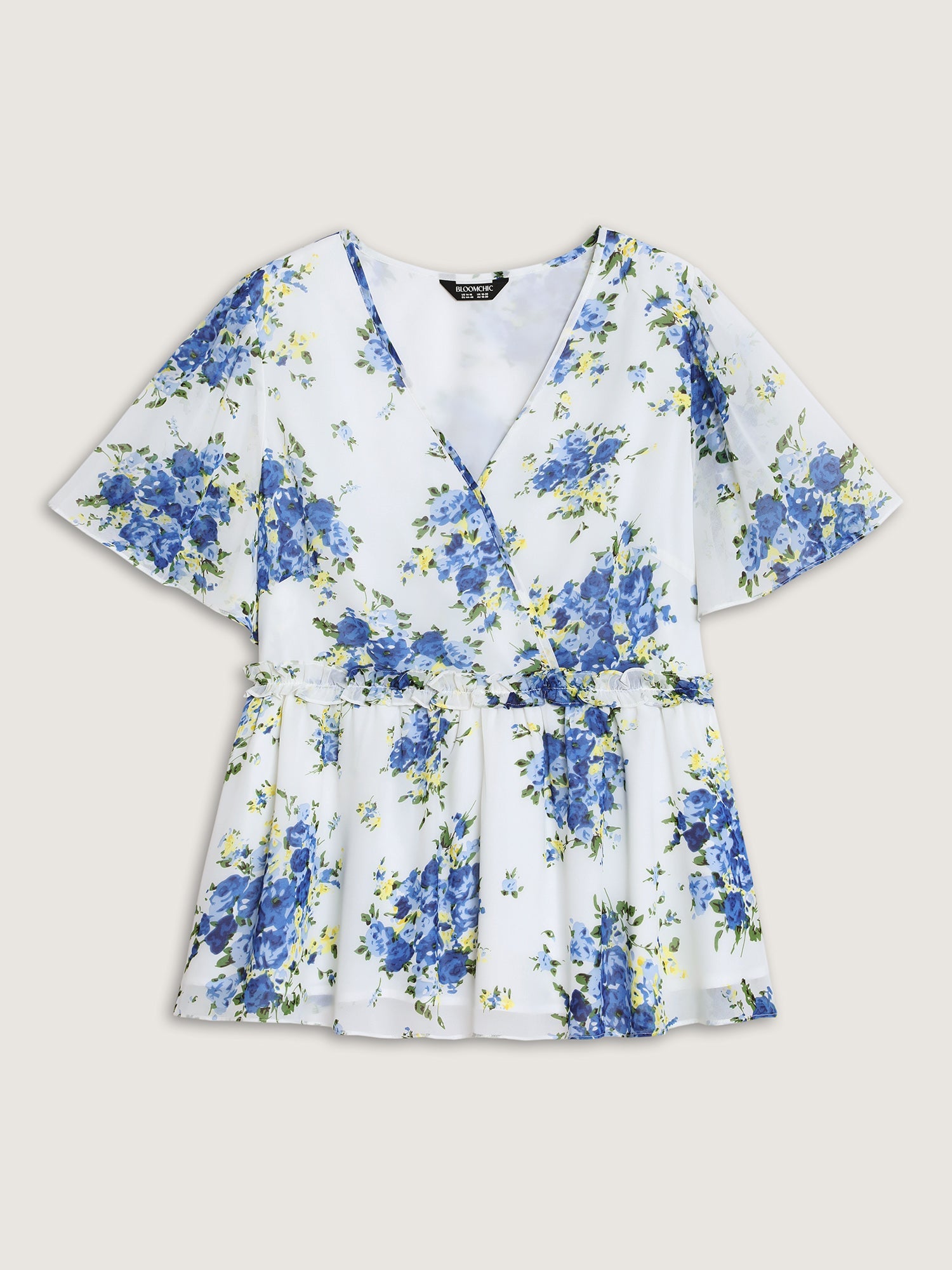 Stretchy Floral Print Fit And Flare Blouse