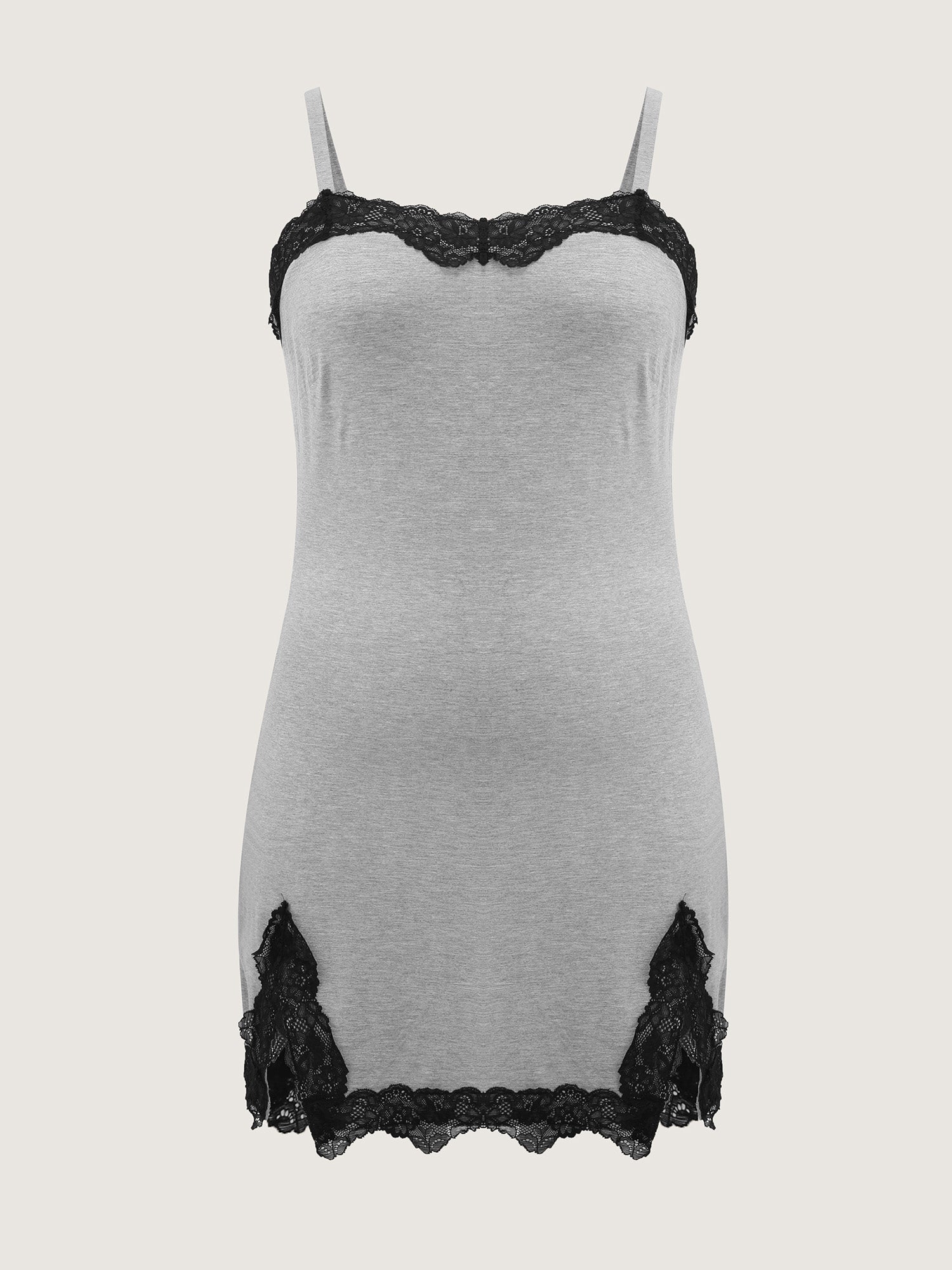 Supersoft Contrast Lace Slit Nightgown
