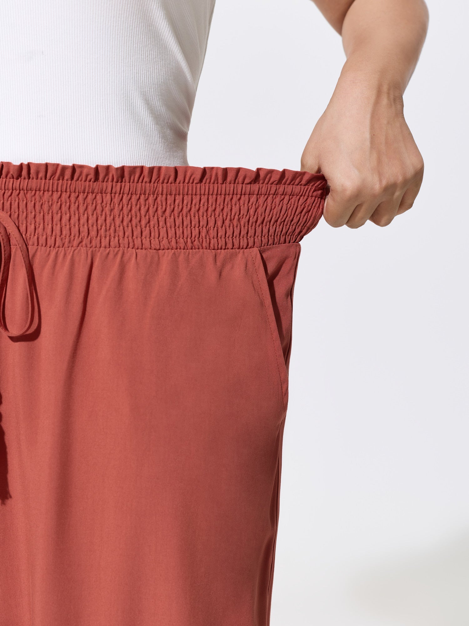 Shirred Drawstring Waistline Jogger Pants