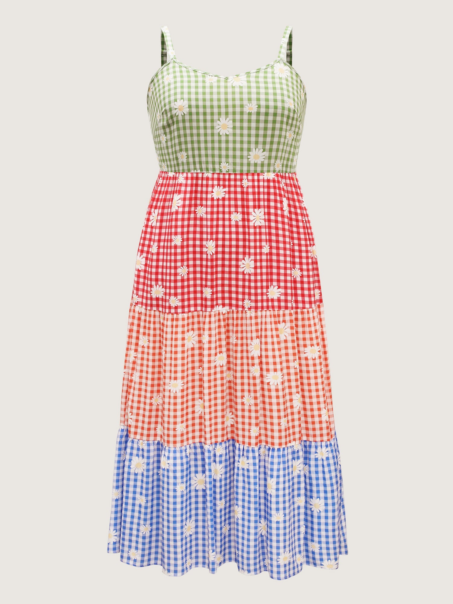 Multicolor Daisy Print Tiered Cami Dress