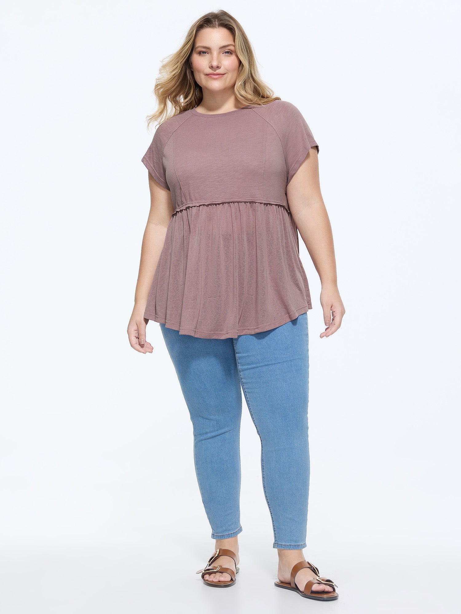 Plain Curvy Hem Babydoll T-Shirt