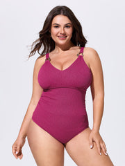 Textured Tummy-Control Supportive One-Piece Swim