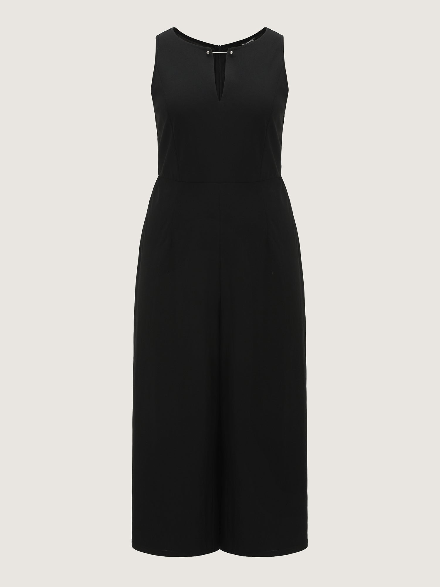Split Neckline Pockets Sleeveless Jumpsuit