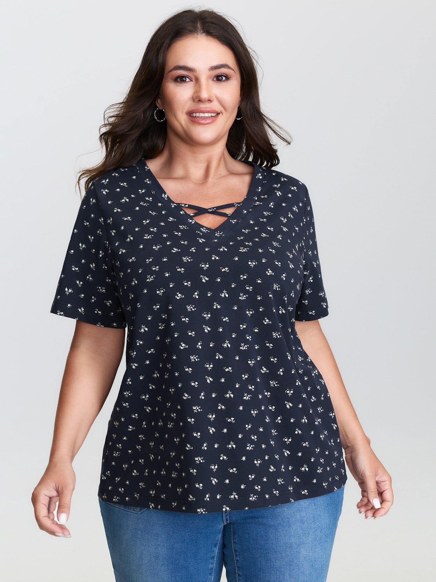 Cotton Spring Things Neckline Cut-Out T-Shirt