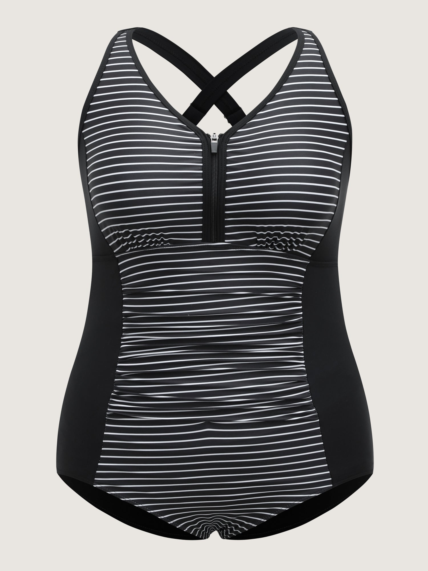 Stripes Color Contrast One-Piece Swimsuit