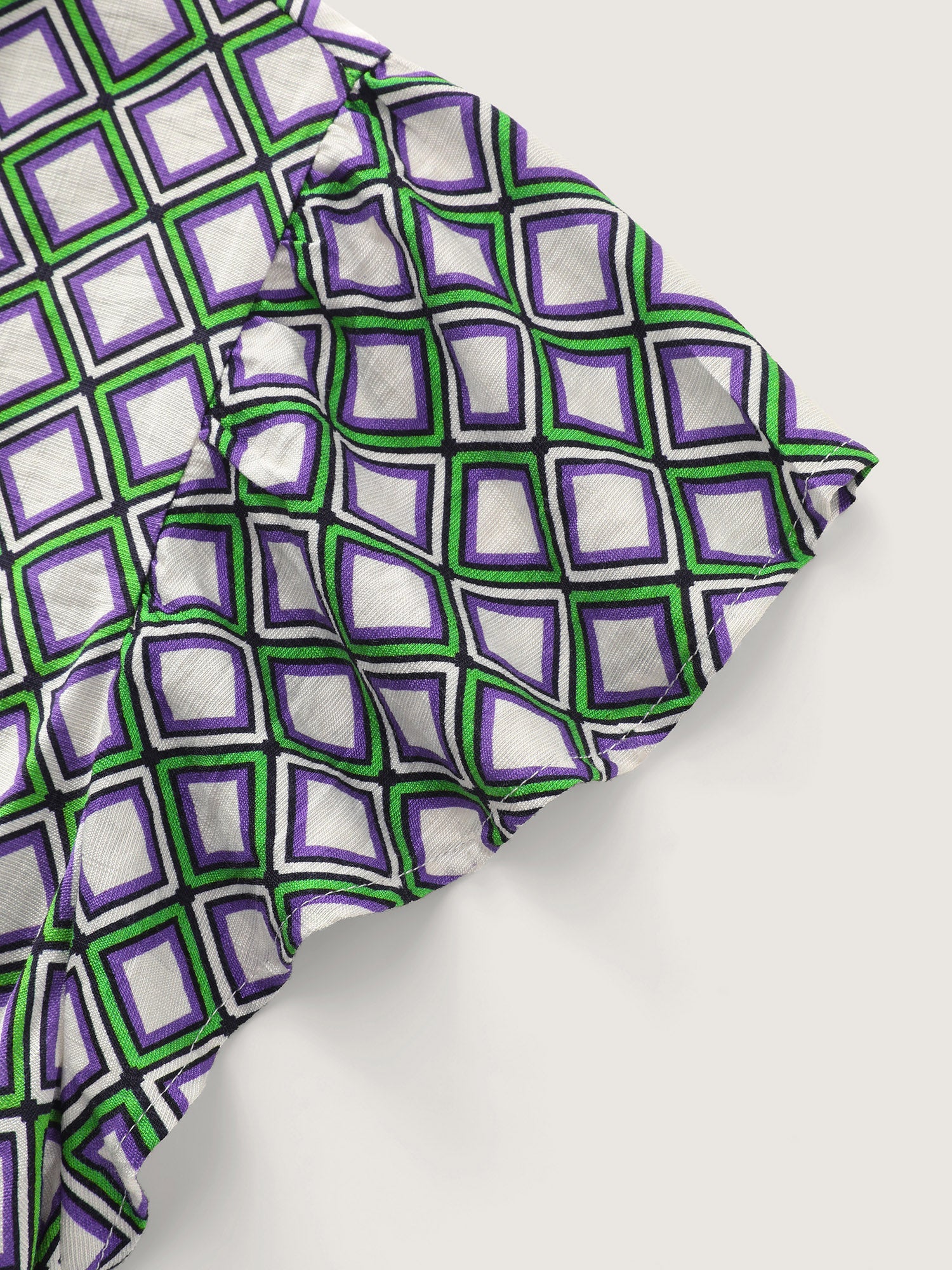 Geo Print Notched Collar Blouse