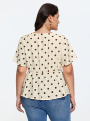 Supersoft Polka Dots V-Neck Blouse