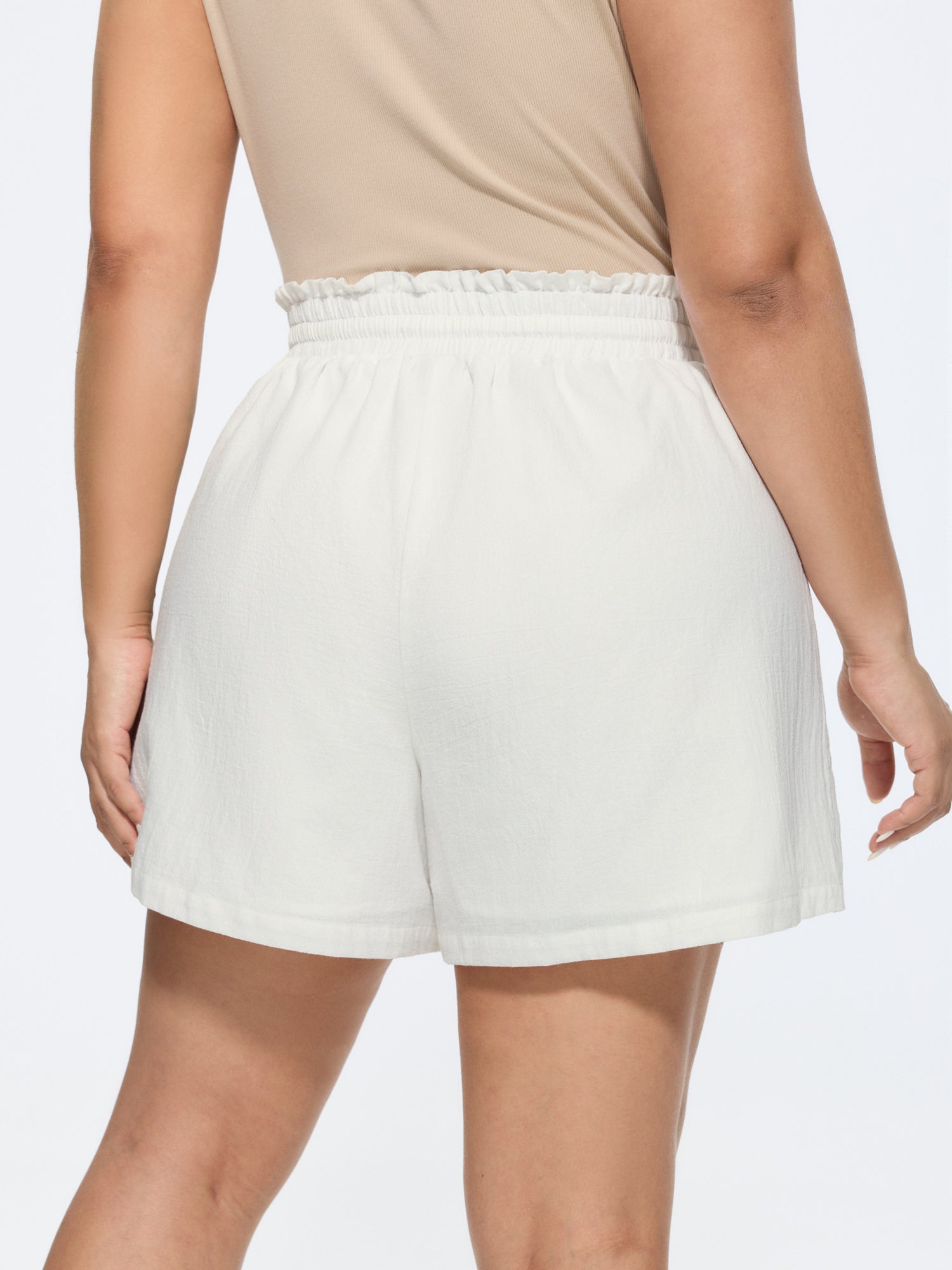 Cotton Floral Embroidered Pockets Wide-Leg Shorts