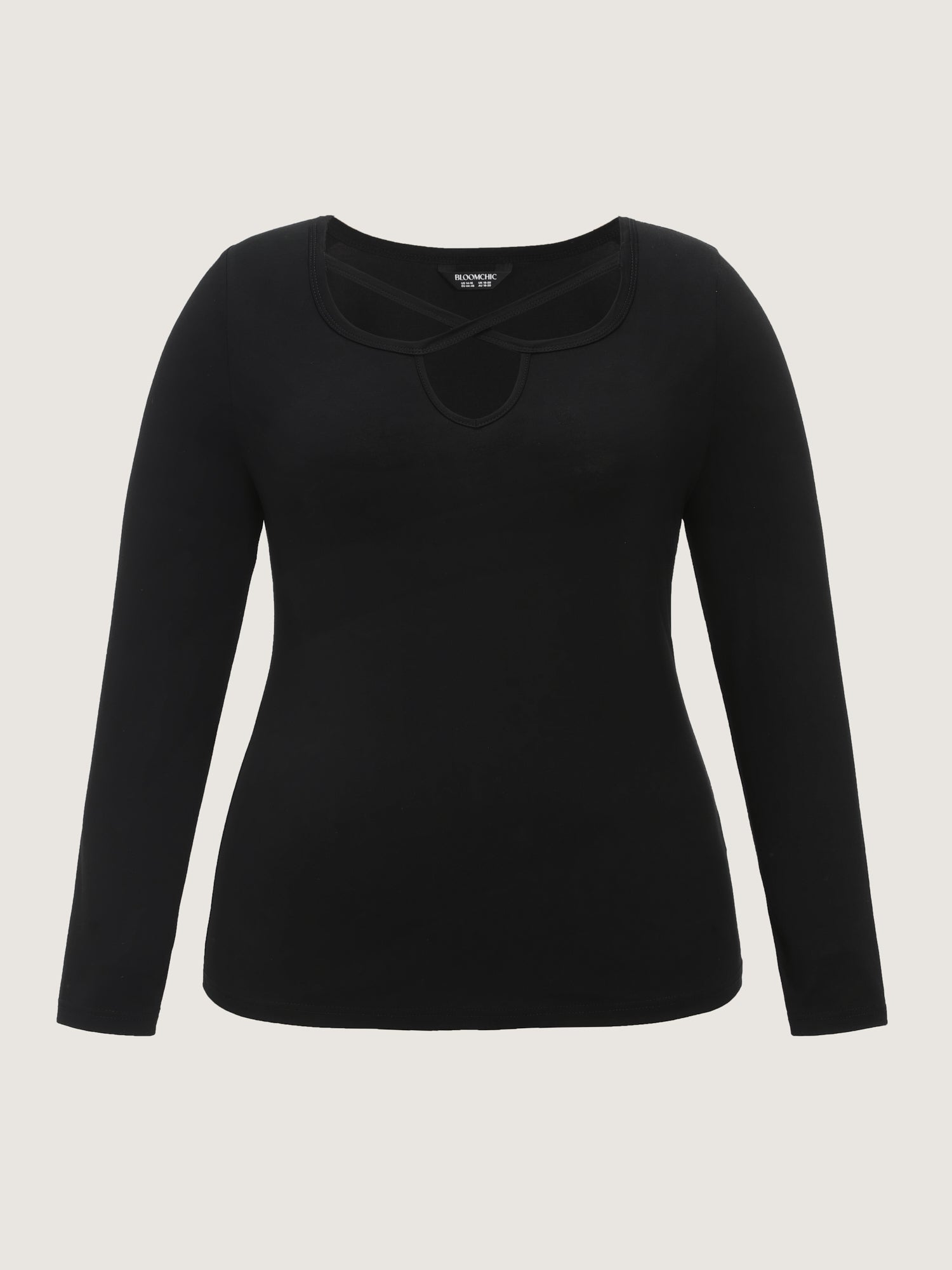 Cotton Solid Crisscross Cut Out Long Sleeve T-Shirt