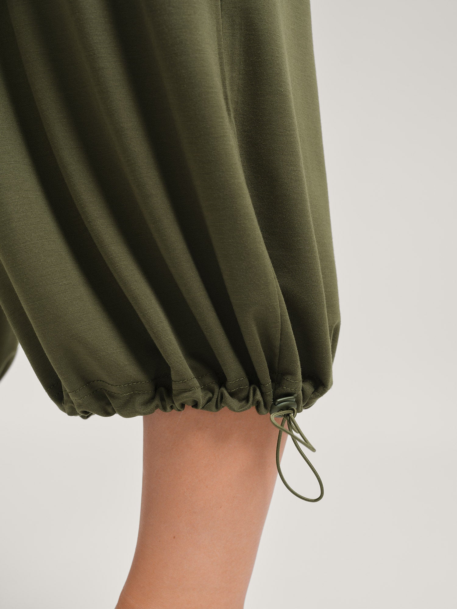 Stretchy Adjustable Cuffs Wide-Leg Pants