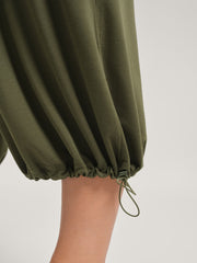 Stretchy Adjustable Cuffs Wide-Leg Pants