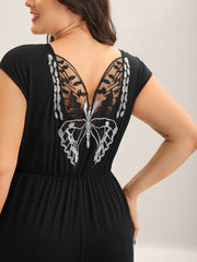Supersoft Butterfly Backless Stretchy Wide-Leg Jumpsuit