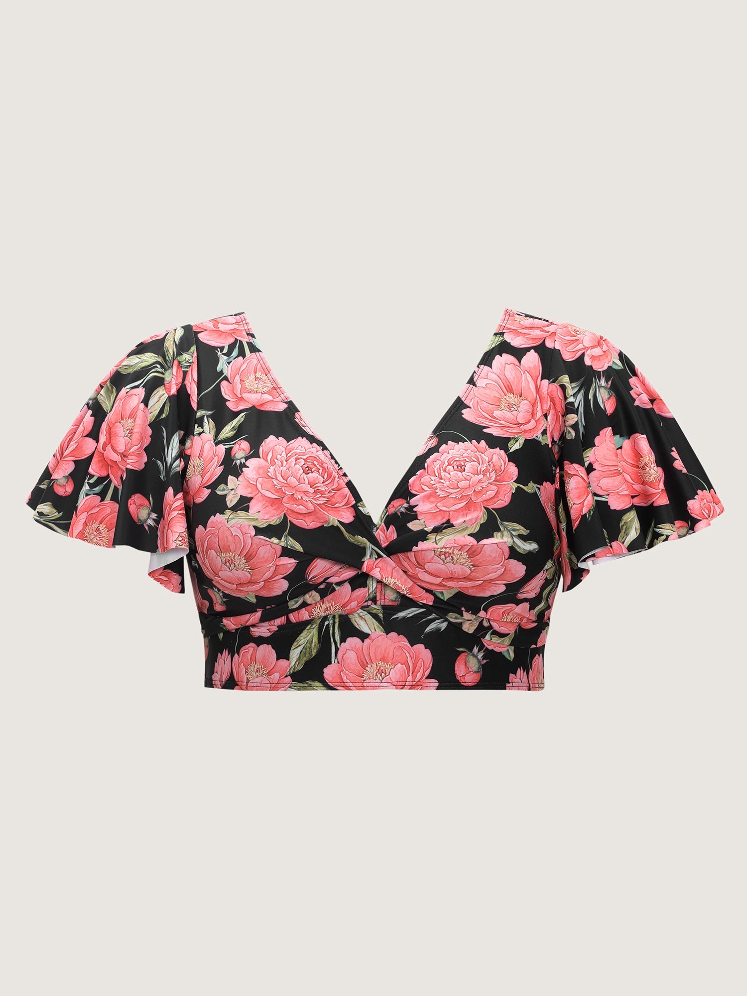 Floral Print Backless Swim Top