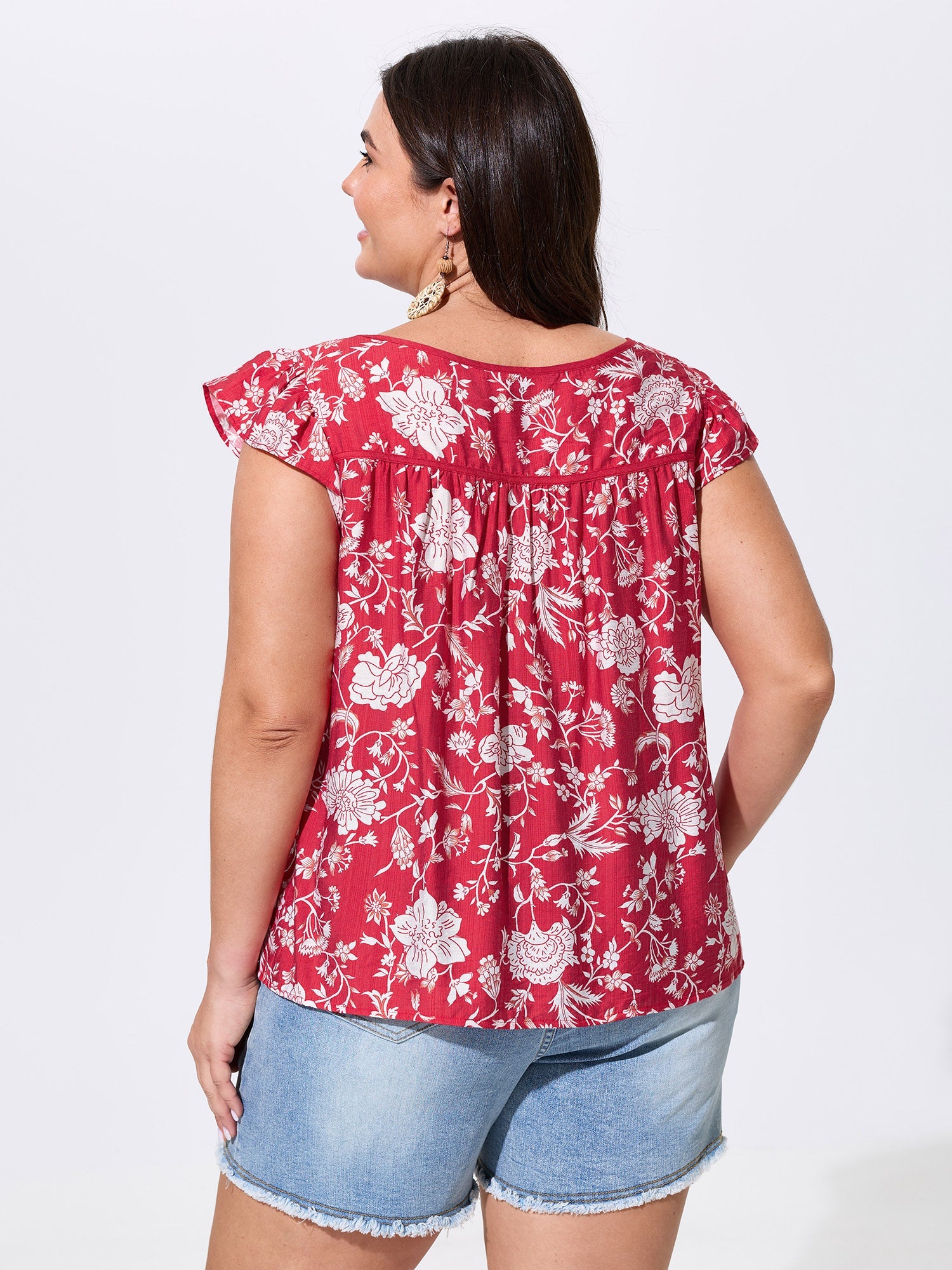 Floral Print Ruffled Sleeve Blouse